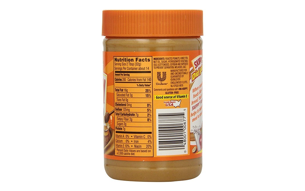 Skippy Roasted Honey Nut Creamy Peanut Butter    Plastic Jar  462 grams